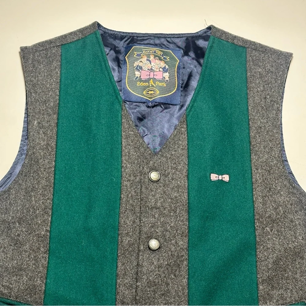 Eden Park Wool-Blend Heritage Kick-Off 1987 Button Up Vest Waistcoat, Mens Large - Picture 2 of 12